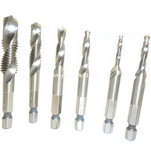 6pcs Combination Drill Taps Hss Screw Tap Bit Metric Set M3