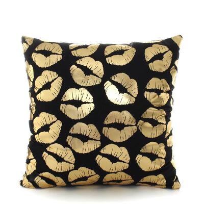 *Golden Love Leaves Bronzing Cushion Decorative Pillow Black