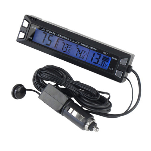 Car LCD Auto Thermometer Voltmeter Clock Volt Temperature Mo