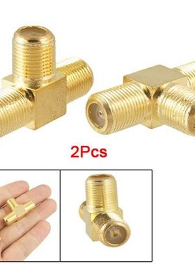 2pcs F Female to Two F female Jack Triple T RF Adapter Conn