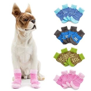 4Pcs/set Pet Dogs Winter Shoes Non-slip Knit Socks Small