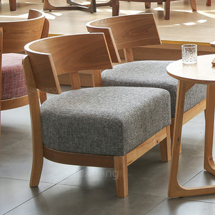 Cute Single Chair Fabric Sofa Simple Solid Wood Dining