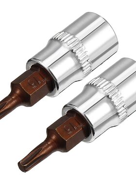 2Pcs 1/4-Inch Drive T15 Torx Bit Socket, S2 Steel