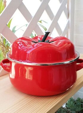 1.7L/2.5L Porcelain Enameled Saucepan Red Tomato Pot For