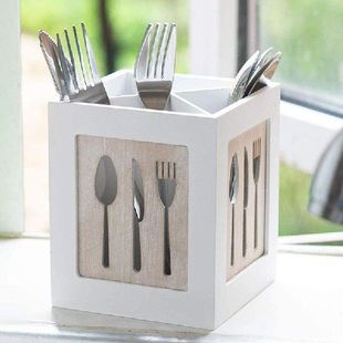 Wooden Utensils Holder Cutlery Kitchen Flatware Cutlery