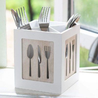 Wooden Utensils Holder Cutlery Kitchen Flatware Cutlery