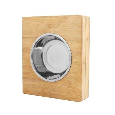 Raised Pet Feeder Solid Bamboo Stand Help the Stomach