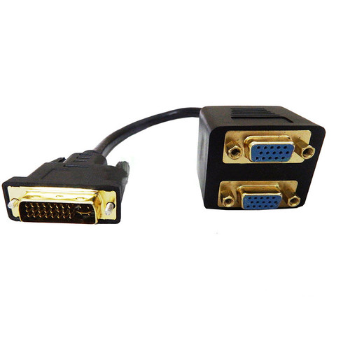 DVI-I 24+5 Pins Male to 2 VGA Female Monitor Adapter Splitte