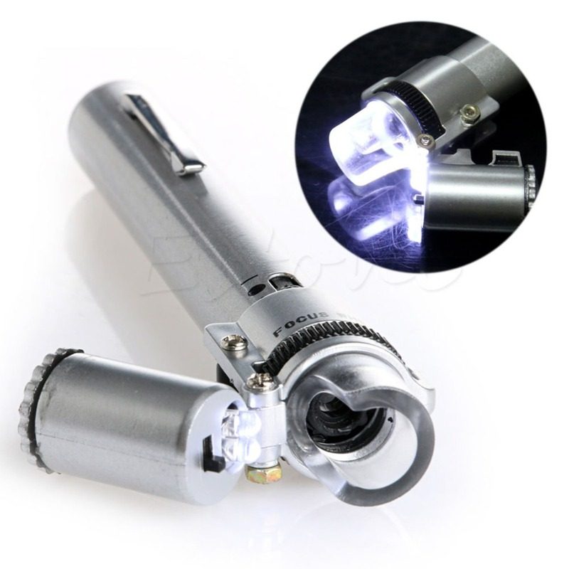 Microscope Pocket Currency 100X Gem Jewelry LED Light Magnif - 实物图