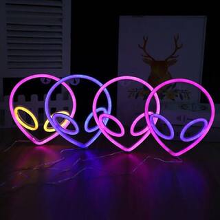 Neon Sign Alien Face Shaped Wall Hanging Lights for Home