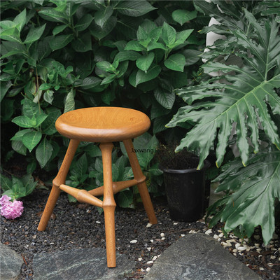 Solid Wood Living Room Stool Bamboo Joint Small Designer