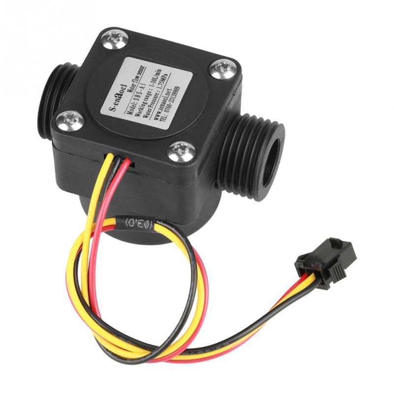 DC 5V G1/2 Black Electronic Flow Sensor Flow Meter Water Hea