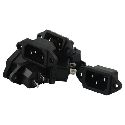 Fasdga 10 Pcs Black 3 Pins IEC320 C14 Inlet Power Plug Socke