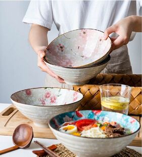 Japanese Style Sakura Pattern Ceramic Large Bowl Home