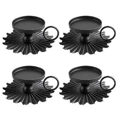 4Pcs Black Retro Iron Candle Holder, Elegant Decorative