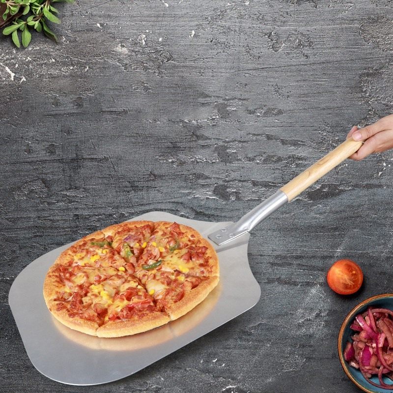 hot square pizza peel aluminum pizza pusher with wooden