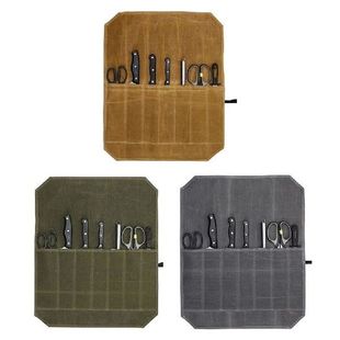 Portable Knife Roll Case Waxed Canvas Cutlery Knives