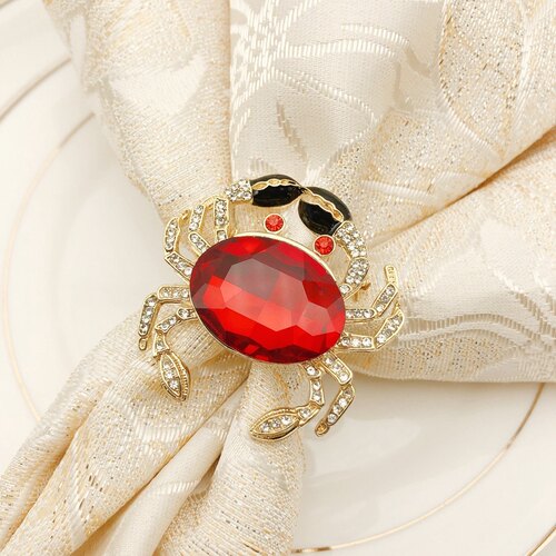 Promotion! Red Crystal Crab Napkin Ring, Dinner Table