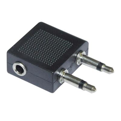 5x Black Airplane Headphone Earphone 3.5 Jack Socket Double