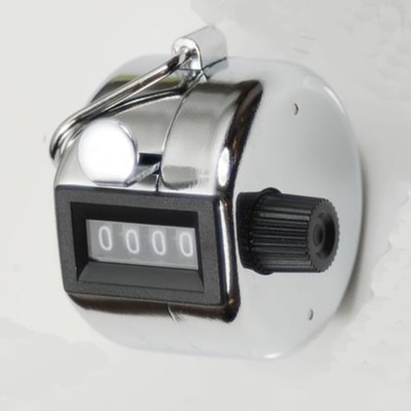 Silver Mini People Doorman Hand Tally Counter 4 Digit Number