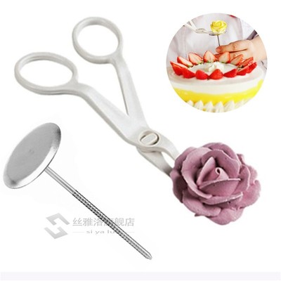 2Pcs Piping Flower Scissors Nail Safety Rose Decor Lifter Fo