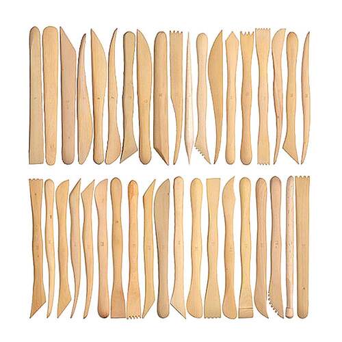 38pcs 8inch Wooden Polymer Clay Pottery Mini Sharping Modeli