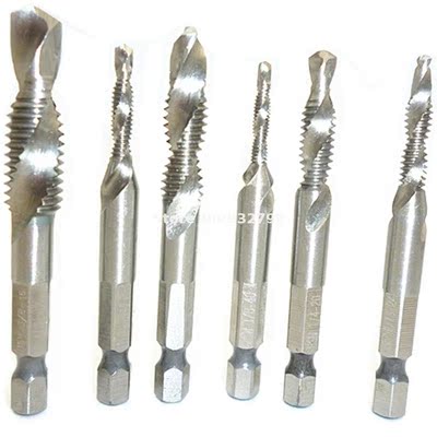6pc Drill Tap Countersink Sae Deburr Screw Taps 1/8