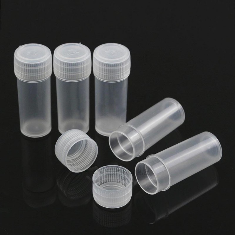 White 50Pcs 5g Volume Plastic Sample Bottle 5ML Small  Vial