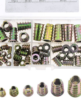 50PCS/BOX M4-M10 Zinc Alloy Thread for Wood Insert Nut Flang