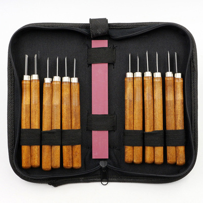 12pcs Wood Handle Woodworker Tools Wood Carving Tools Set Cu