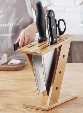 vanzlife multifunctional Bamboo Crossing Knife Holder