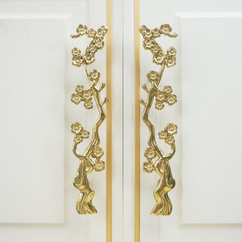 1pc antique brass plum blossom branch shape handle wardrobe