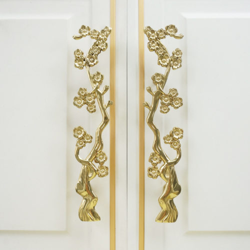 1Pc Antique Brass Plum Blossom Branch Shape Handle Wardrobe