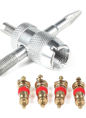 Car Bike Tire Accessory + 4 Valve Stem Core 4 Way Tyre Valve