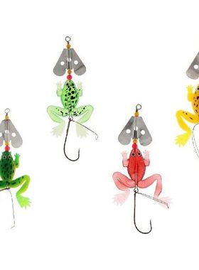 4.7' Soft Fishing Lures Rubber Frog Bass Bait Hard Spinn