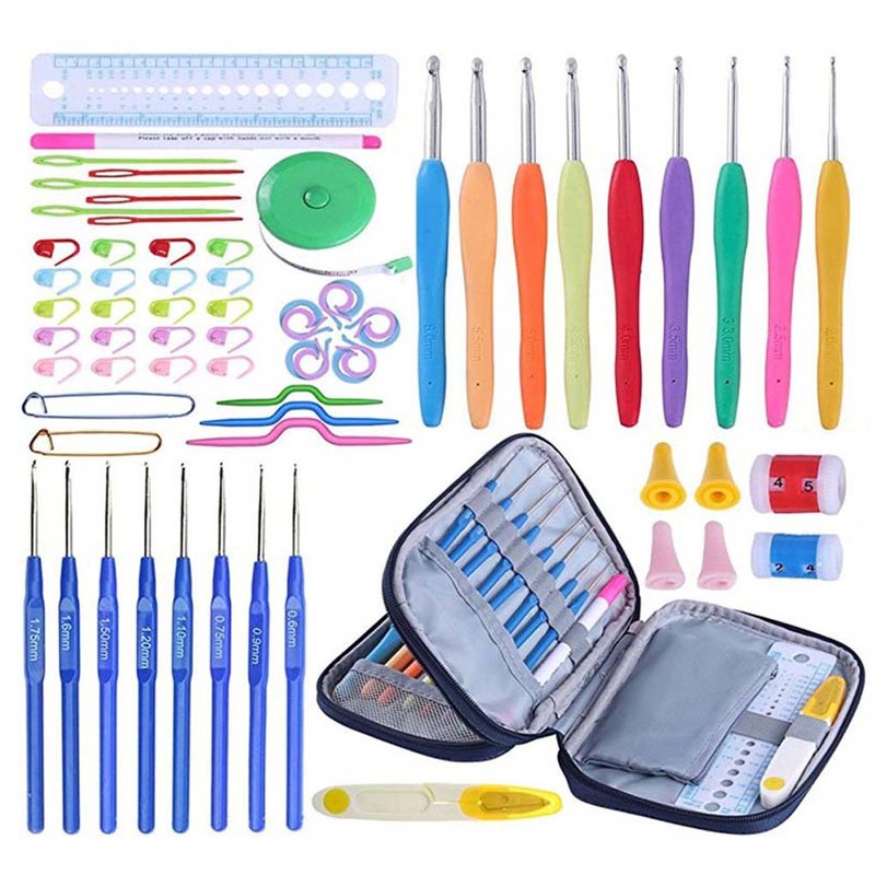 67pcs Crochet Hooks Set Rubber Aluminum Hooks Knitting