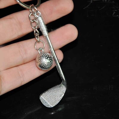 Beautiful Alloy Silver Golf Club  Key Ring  Bag Purse Pendan