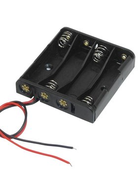 Black 4 x 1.5V AAA Battery Batteries Holder Case w Wire Lead