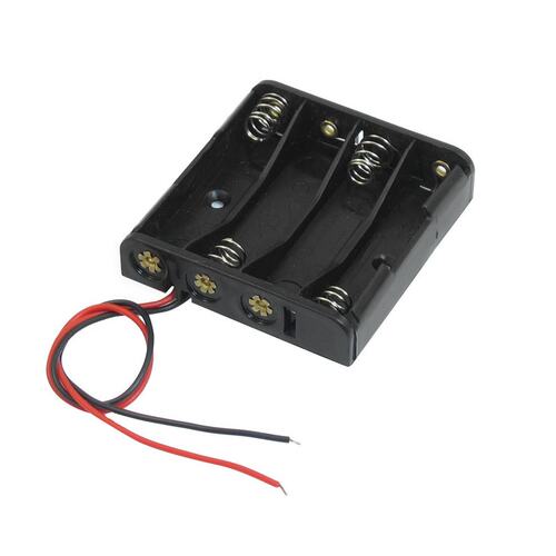 Black 4 x 1.5V AAA Battery Batteries Holder Case w Wire Lead