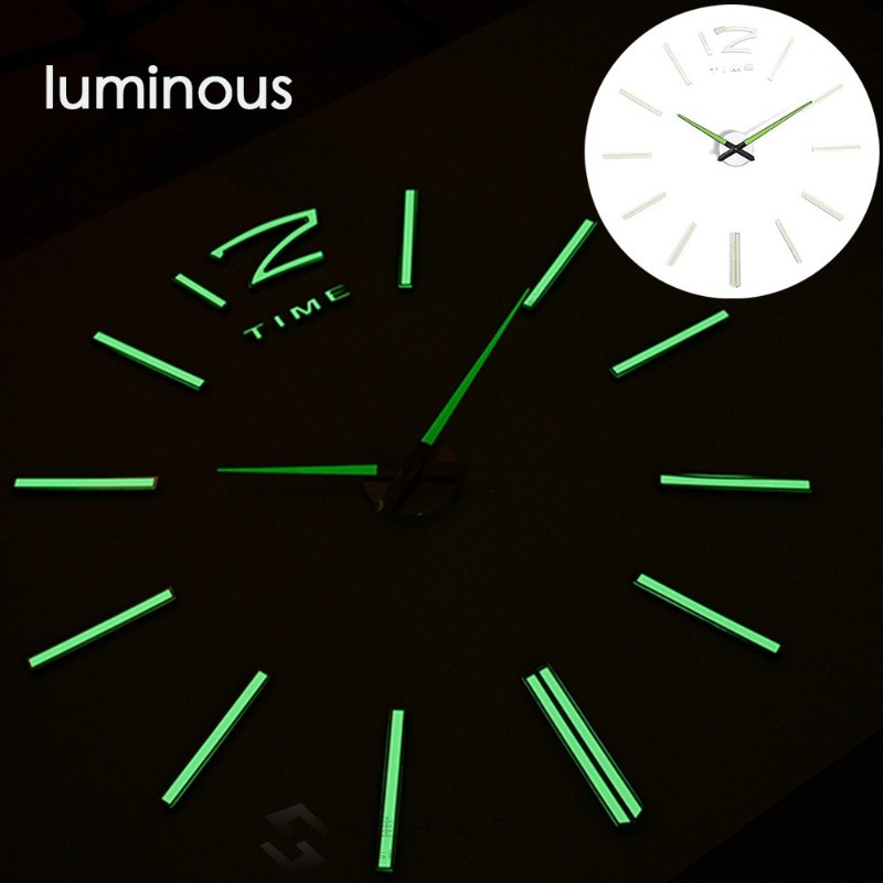 3D Luminous Real Big Wall Clock Rushed Mirror er Diy Living