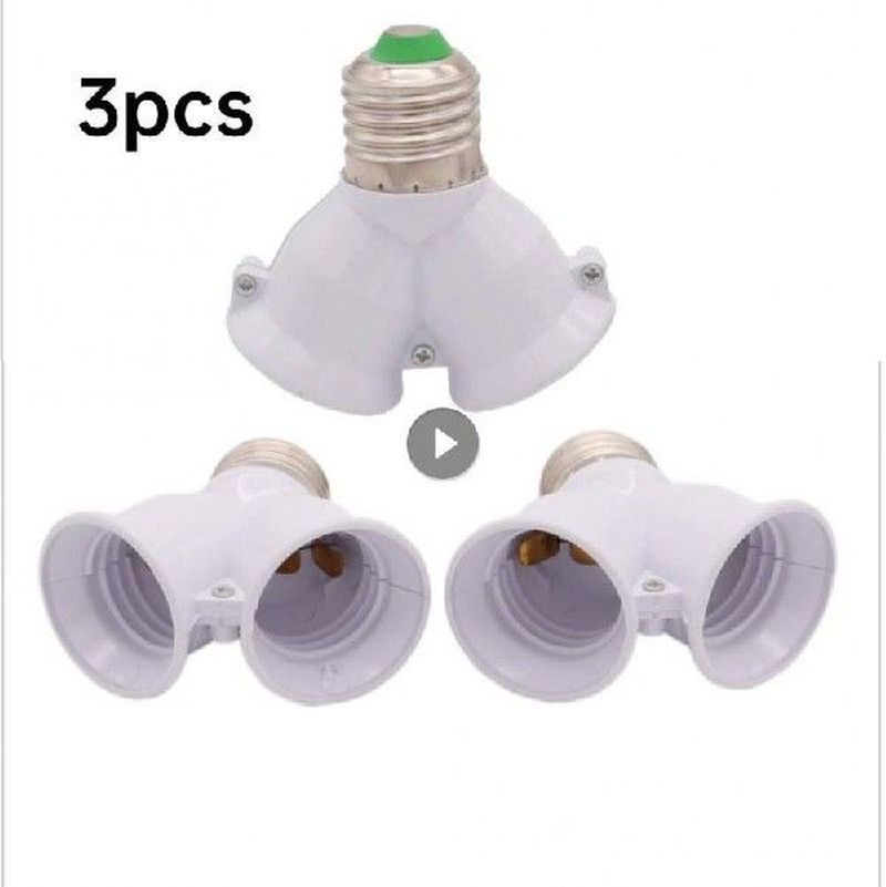 3PCS 2 In 1 Double E27 Socket Base Extender Splitter