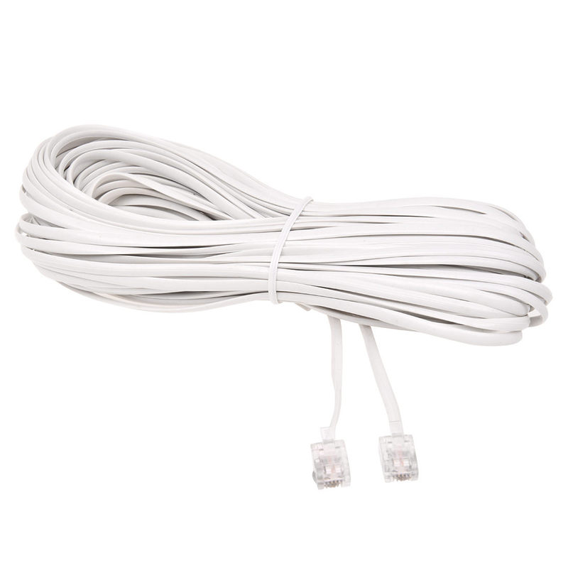 White Male 6P2C RJ11 Plug Telephone Fax Modem Line Cable, 14