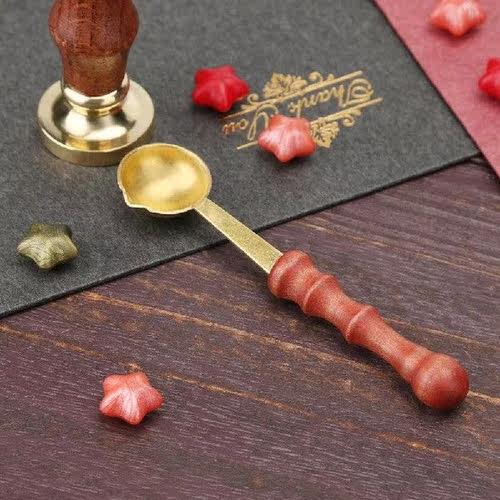 Vintage Anti-Hot Sealing Wax Spoon Wood Handle Retro Wax