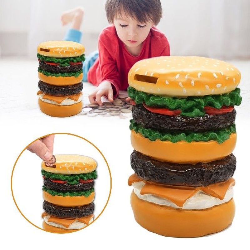 Cute Hamburger Shape Piggy Bank for Saving Money and Room