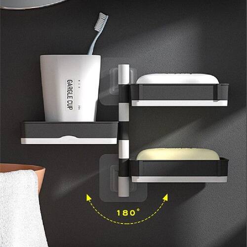 Punch-free Soap Dish Swivel Washstand Toiletries Organizer