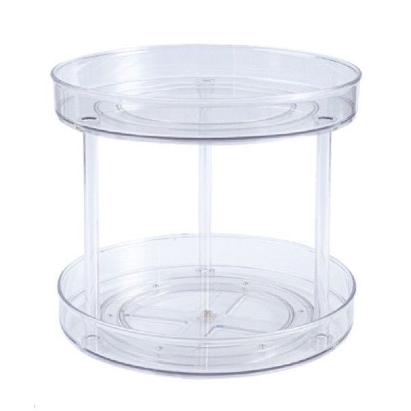 Double Layer Transparent Kitchen Turntable Spice Organizer
