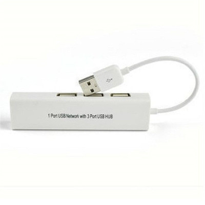 USB Ethernet with 3 Port USB HUB 2.0 RJ45 Lan Network Card U