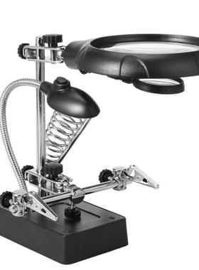 10X iron Third Hand Magnifier Alligator Clip Holder standing