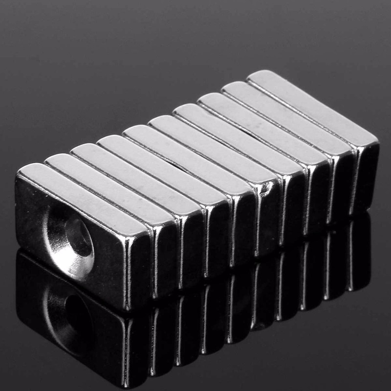 10pcs  4mm Hole  N35 Neodymium Magnets Block Rare Earth Coun