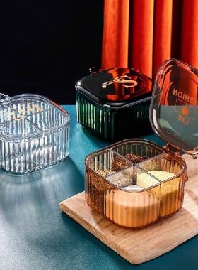 Kitchen Storage Boxes Transparent Seasoning Box Four-Grid
